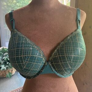 NWOT Victoria's Secret Hunter Green and Gold Bra